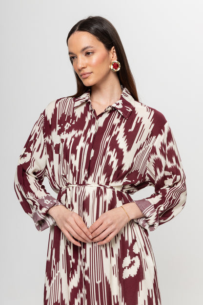 BEJ BORDO GÖMLEK ELBİSE