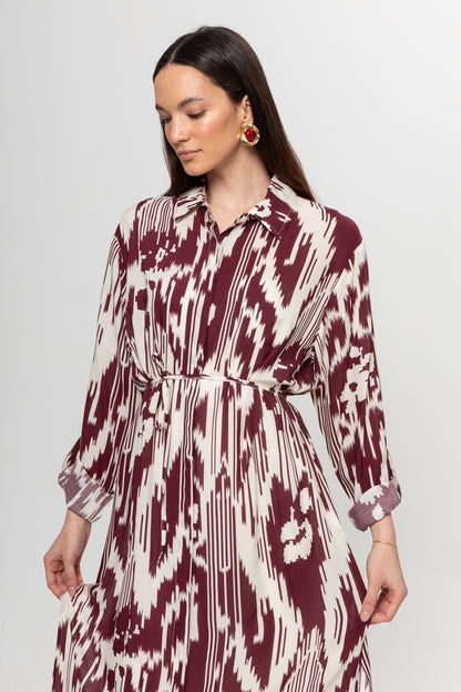 BEJ BORDO GÖMLEK ELBİSE