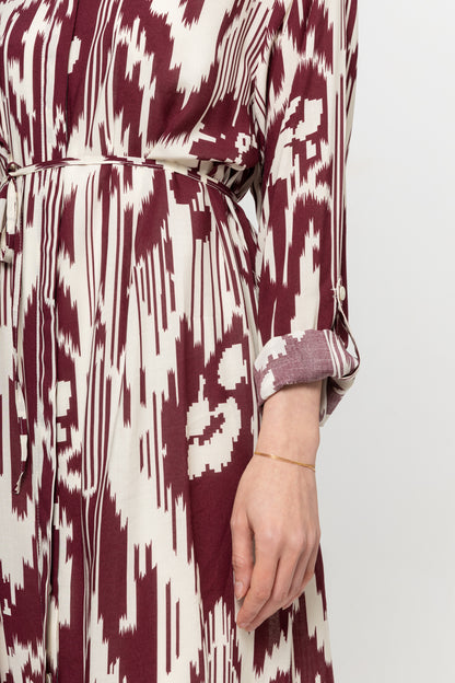 BEJ BORDO GÖMLEK ELBİSE