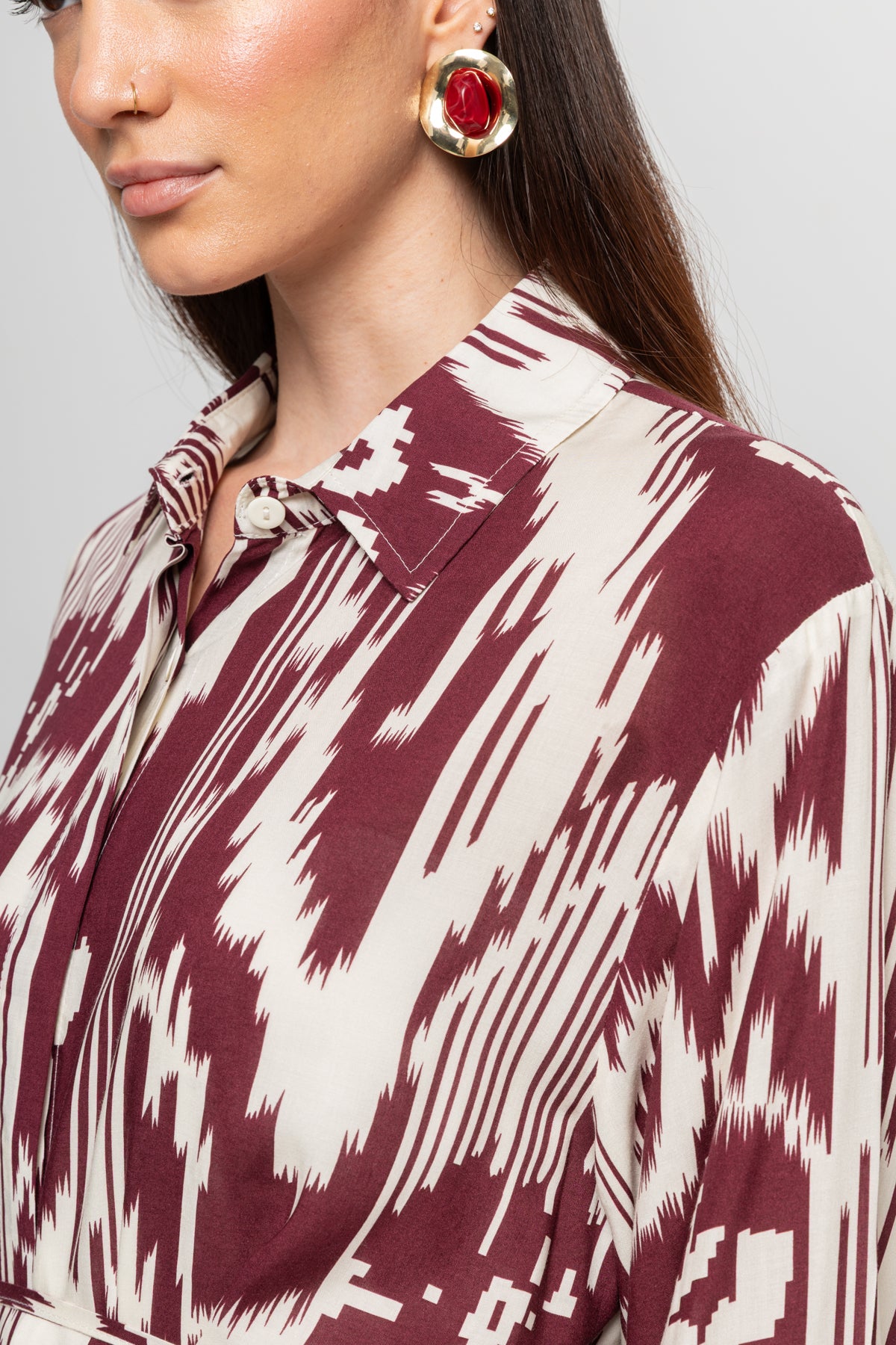 BEJ BORDO GÖMLEK ELBİSE