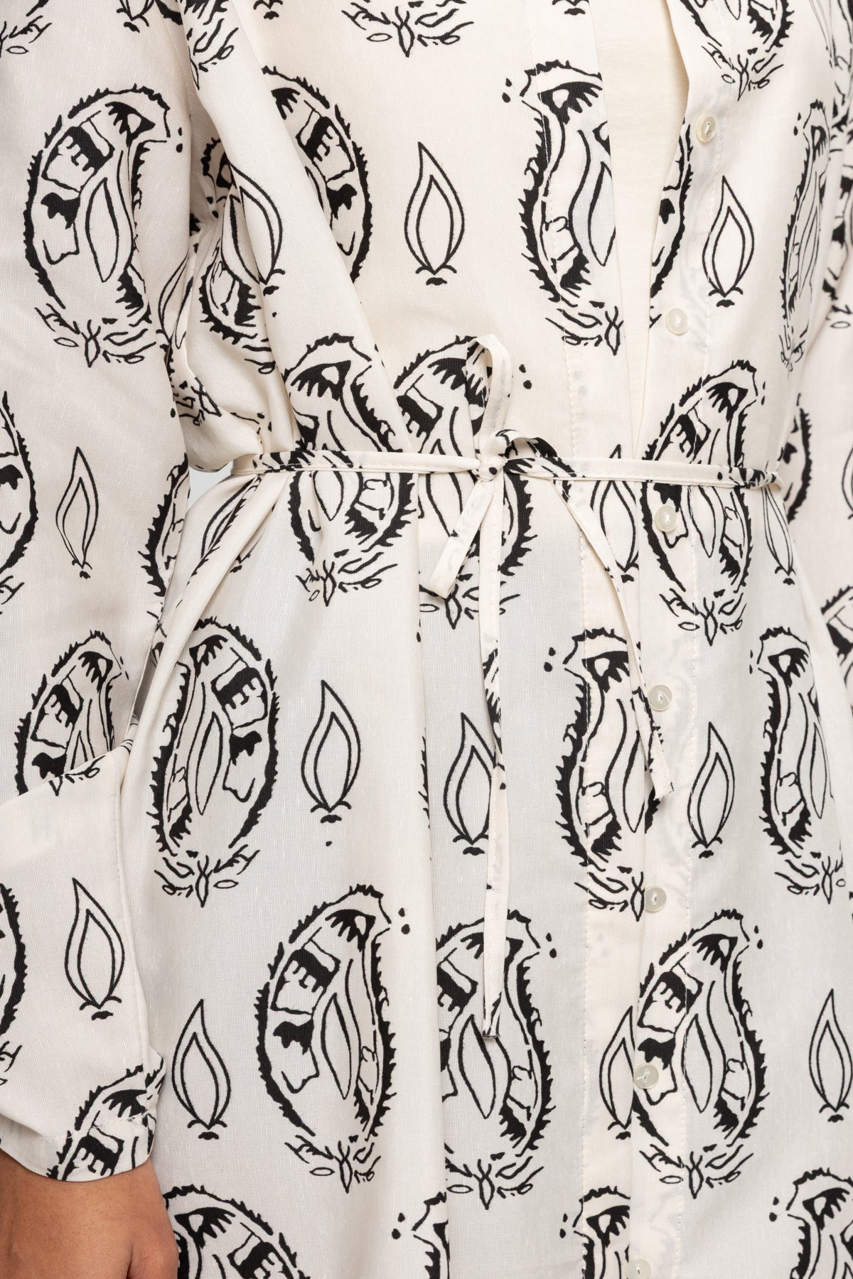 BEJ SİYAH DESENLİ GÖMLEK ELBİSE