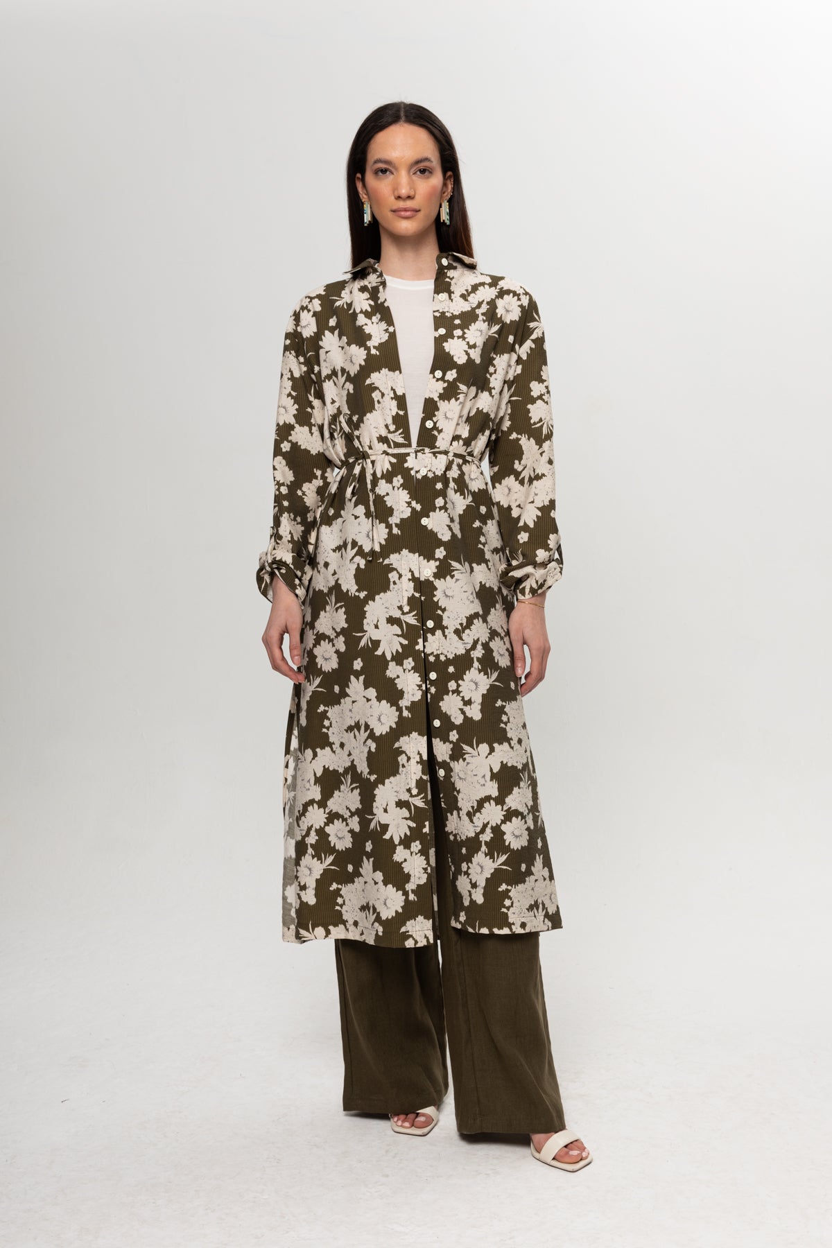 HAKİ BEJLİ GÖMLEK ELBİSE