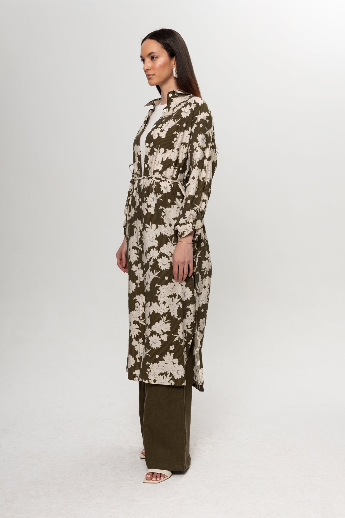 HAKİ BEJLİ GÖMLEK ELBİSE