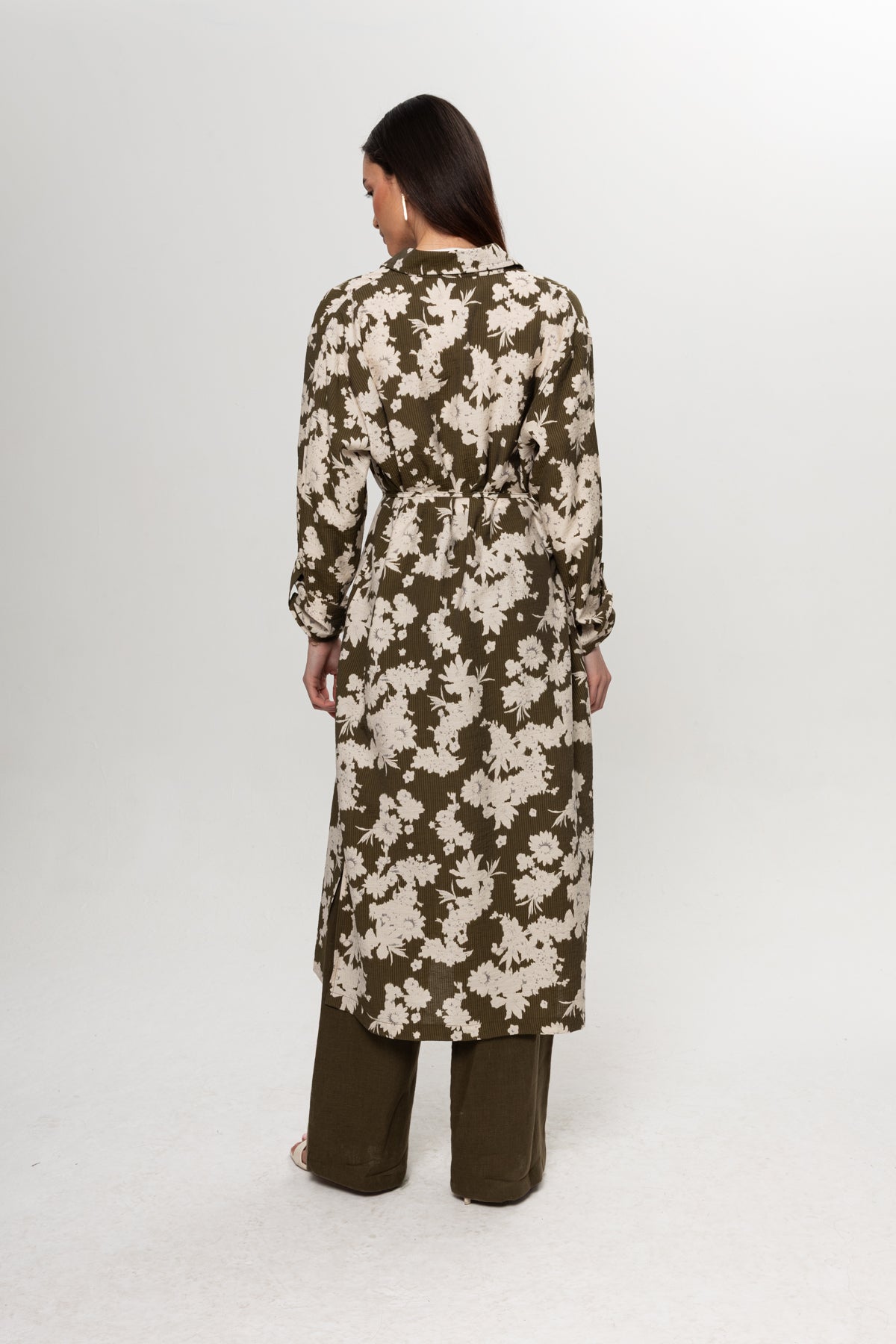 HAKİ BEJLİ GÖMLEK ELBİSE