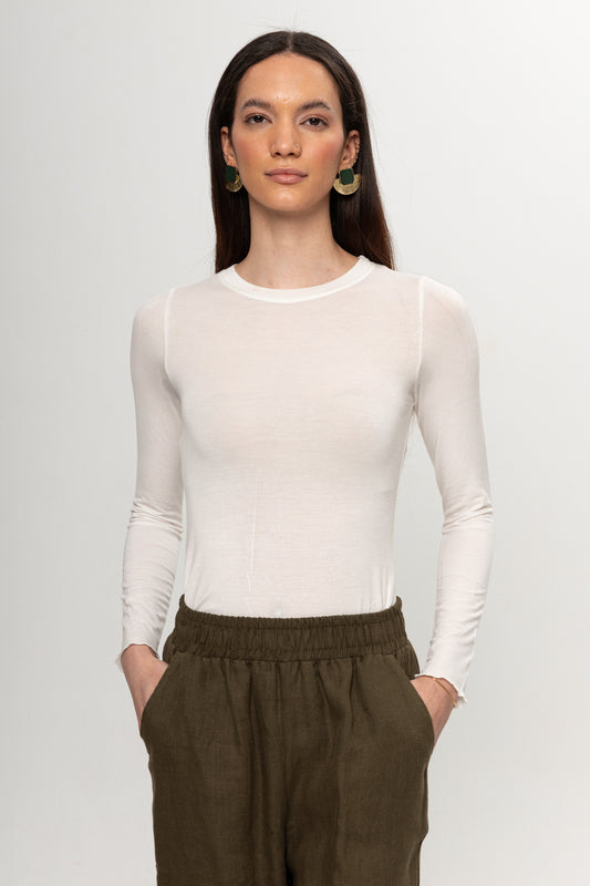 BEYAZ  BİSİKLET YAKA TRANSPARAN BADY