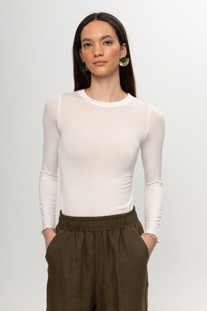 BEYAZ  BİSİKLET YAKA TRANSPARAN BADY