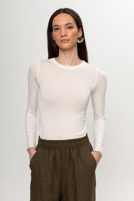 BEYAZ  BİSİKLET YAKA TRANSPARAN BADY