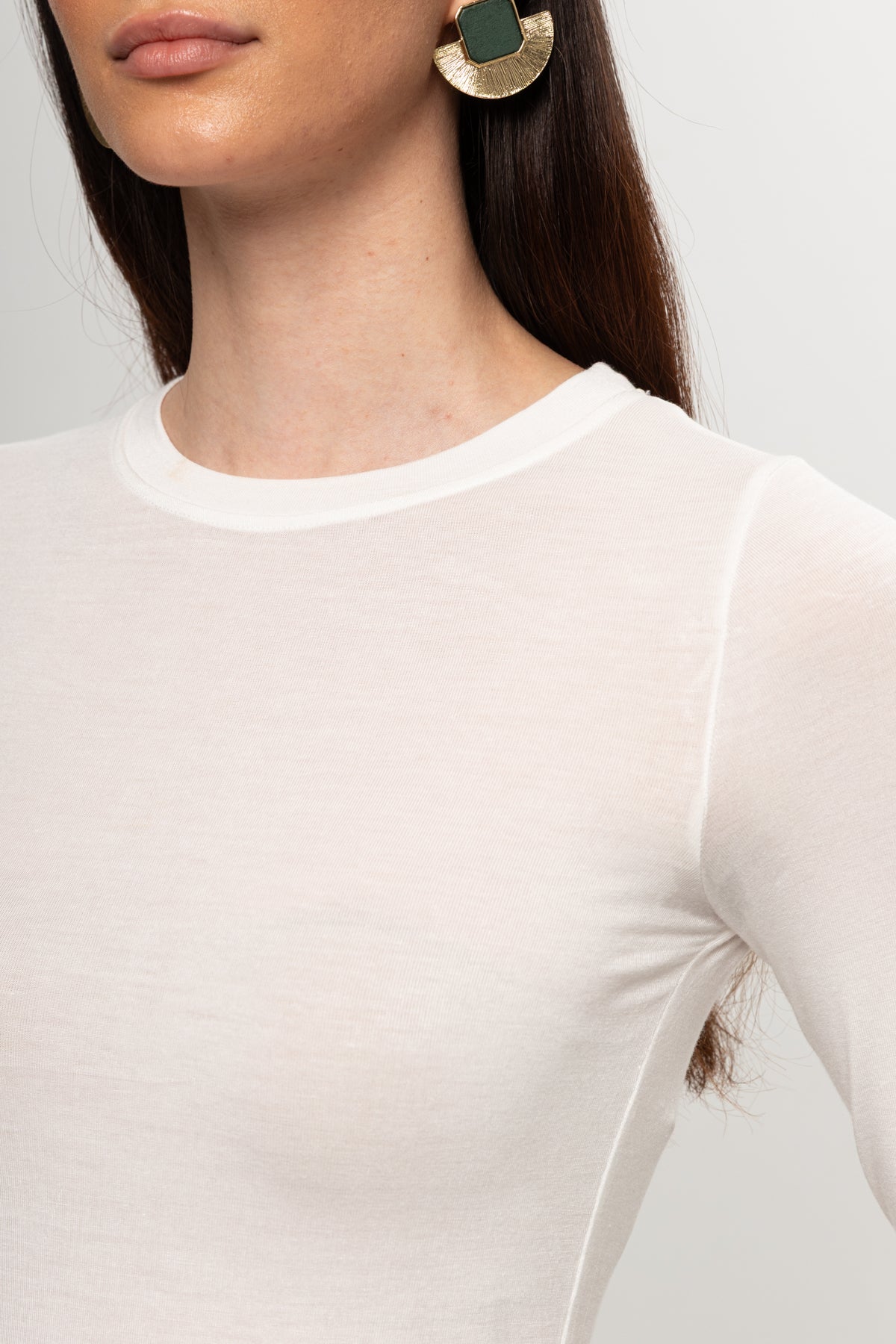 BEYAZ  BİSİKLET YAKA TRANSPARAN BADY