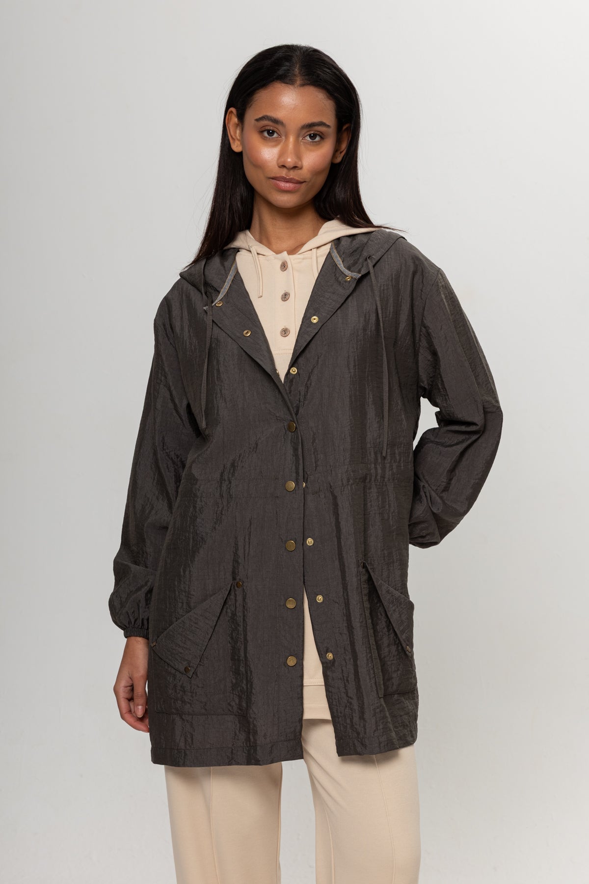 YEŞİL  KAPÜŞÖNLÜ CEKET