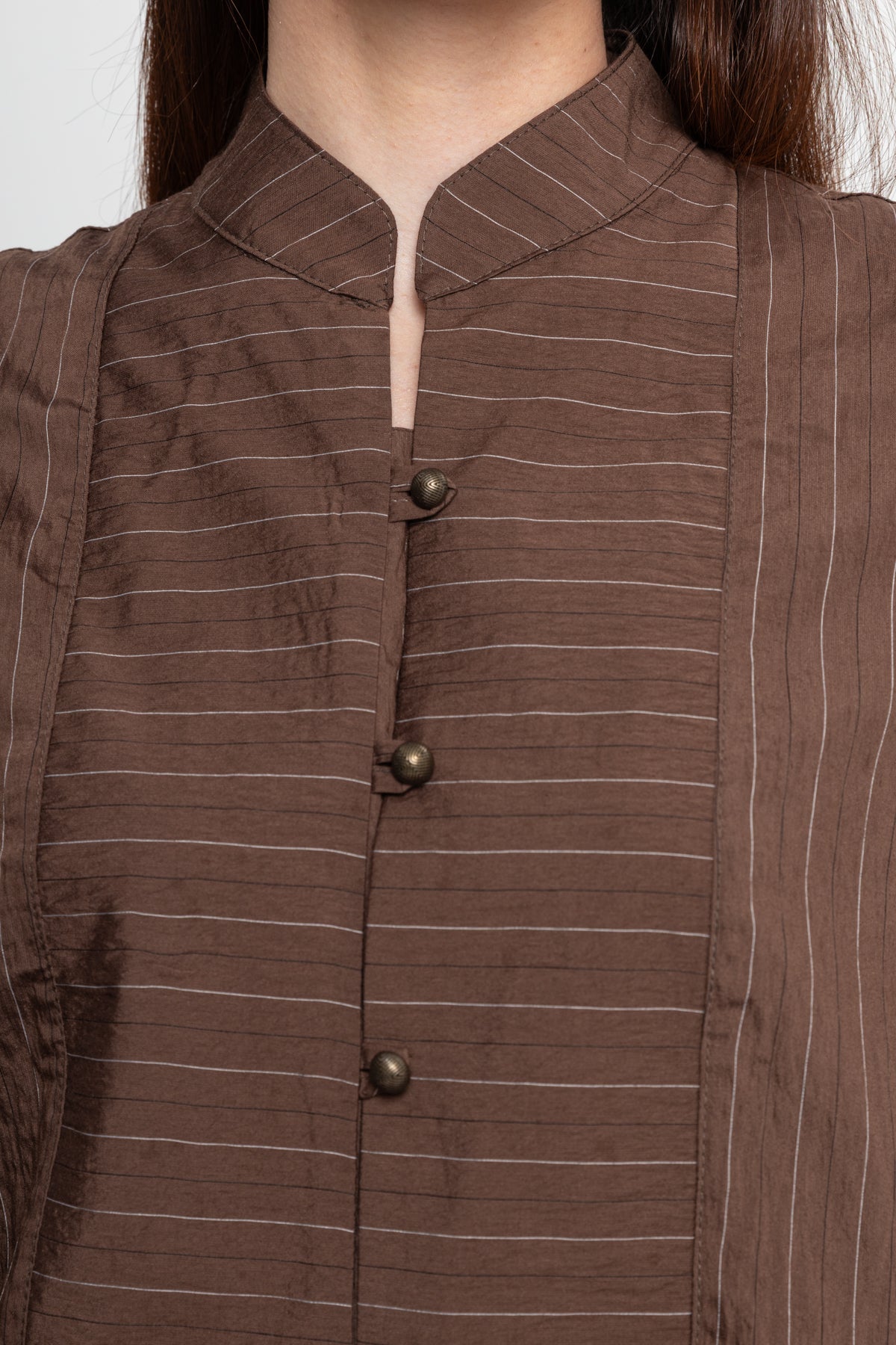 KAHVE ÇİZGİLİ ÖNÜ BRİTLİ ETEK TAKIM