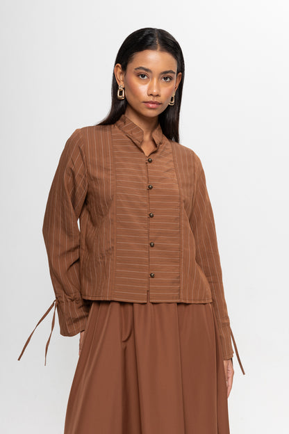 CAMEL  ÇİZGİLİ ÖNÜ BRİTLİ ETEK TAKIM