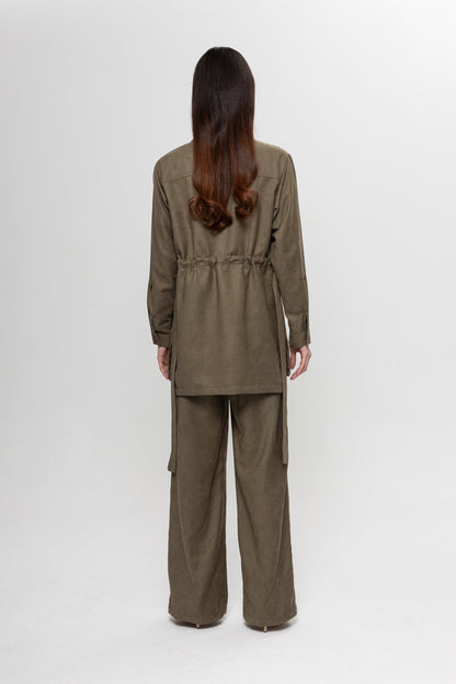 HAKİ SÜET  ÜÇ CEPLİ PANTOLON TAKIM