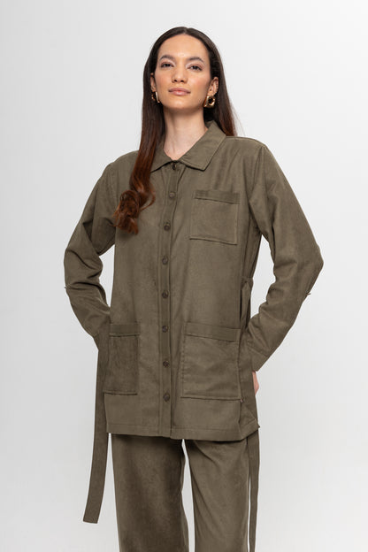 HAKİ SÜET  ÜÇ CEPLİ PANTOLON TAKIM