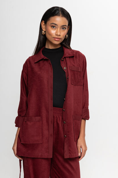 BORDO SÜET  ÜÇ CEPLİ PANTOLON TAKIM