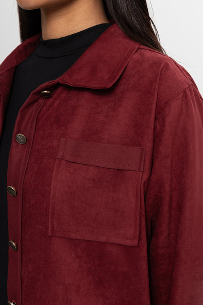 BORDO SÜET  ÜÇ CEPLİ PANTOLON TAKIM