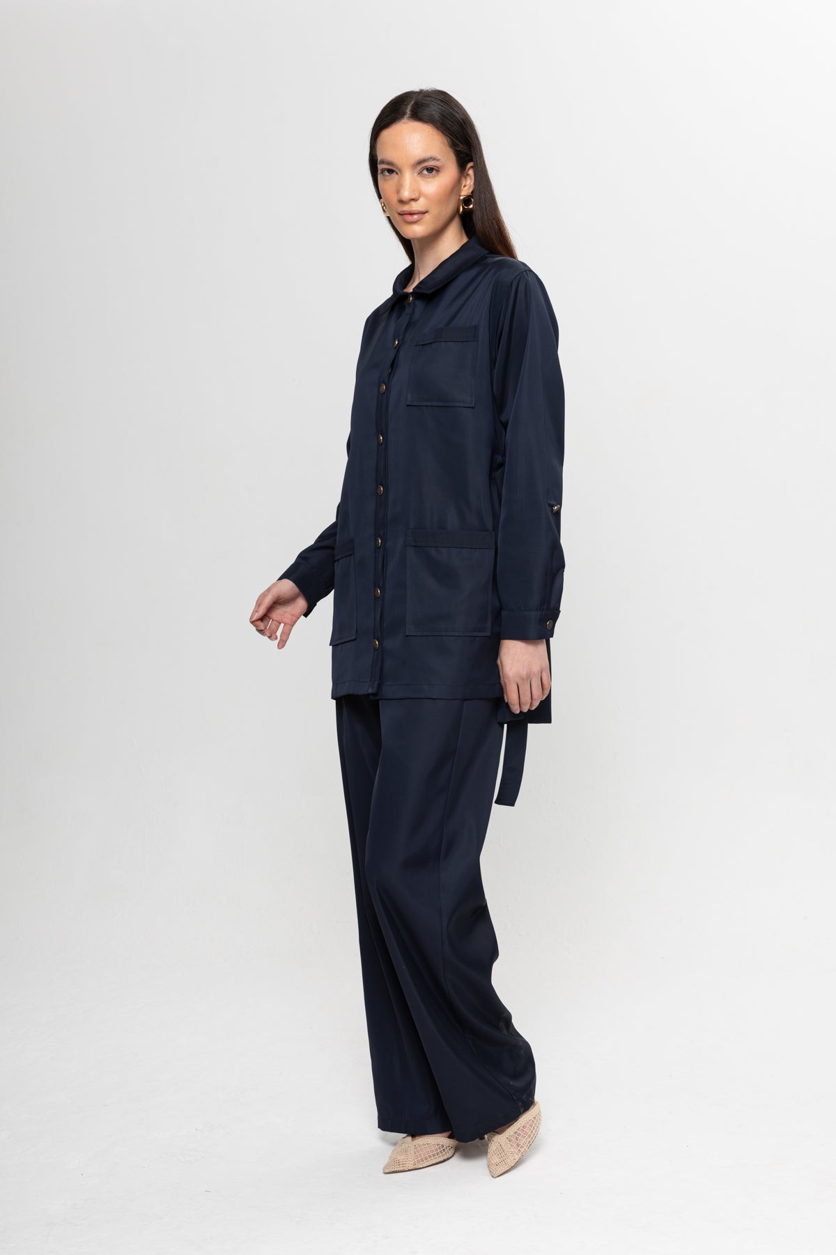 LACİVERT ÜÇ CEPLİ PANTOLON TAKIM