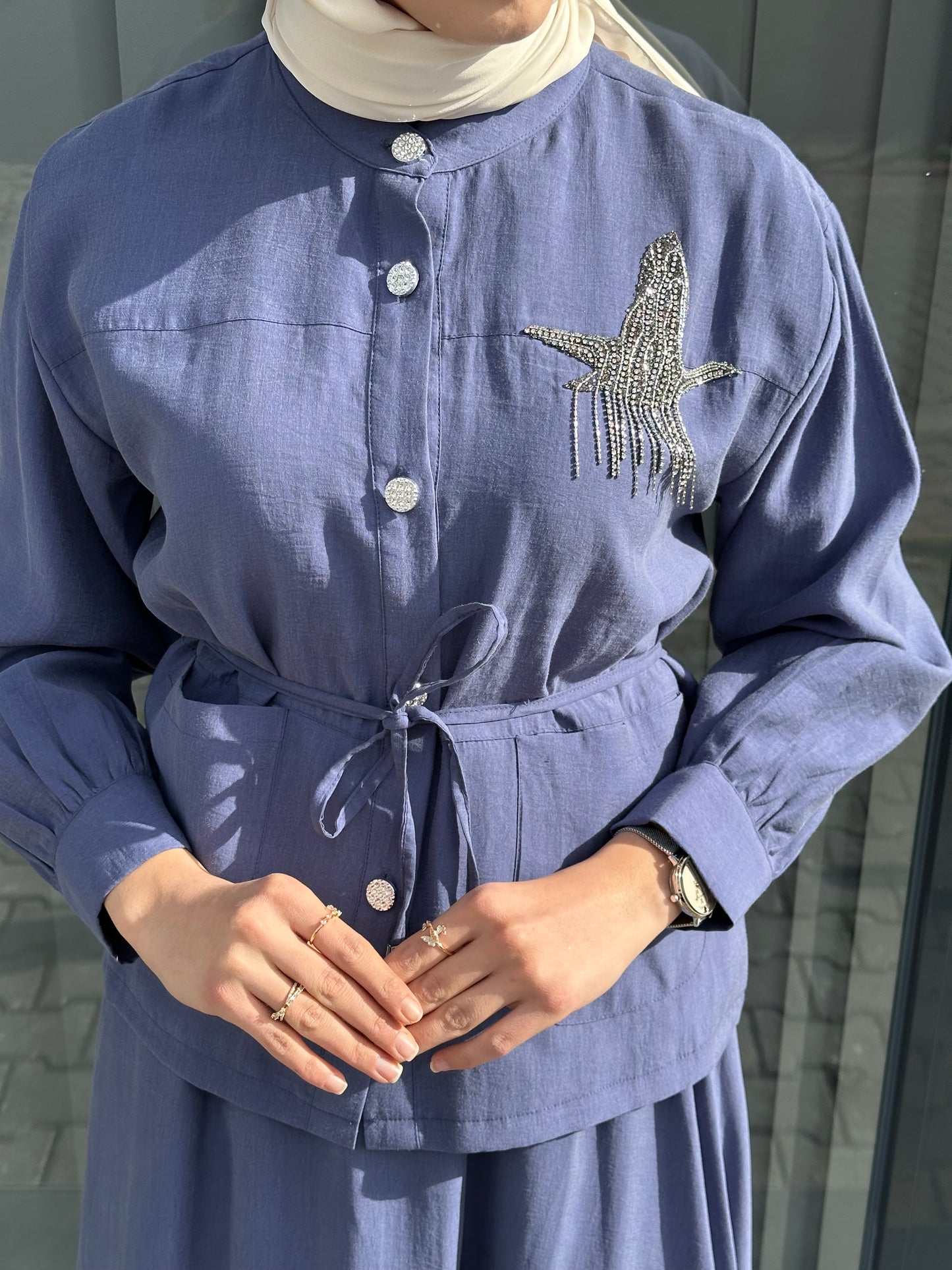 İNDİGO TAŞLI ETEKLİ TAKIM