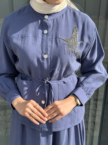 İNDİGO TAŞLI ETEKLİ TAKIM