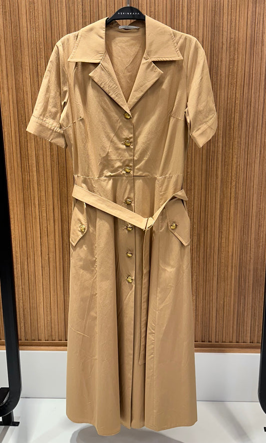 CAMEL GOLD DÜĞME DETAY ELBİSE