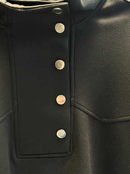 SİYAH ÇITÇITLI YÜKSEK YAKA VE KESİK DETAYLI PANTOLON TAKIM