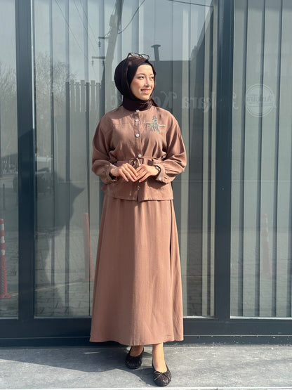 KAHVE TAŞLI ETEKLİ TAKIM