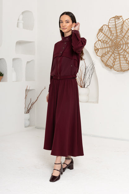 BORDO  OYSHO ÖNÜ PATLI ETEK TAKIM