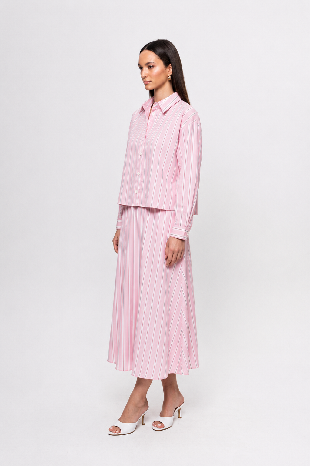 PEMBE ÇİZGİLİ GÜL DETAYLI ETEK TAKIM