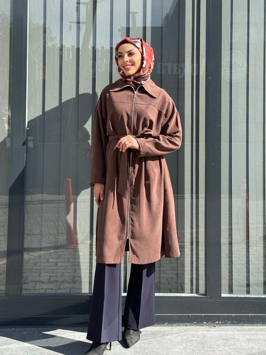 KAHVE KENDİNDEN KEMERLİ KAP