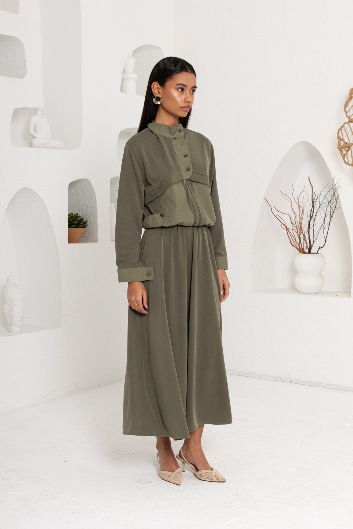 HAKİ OYSHO ÖNÜ PATLI ETEK TAKIM