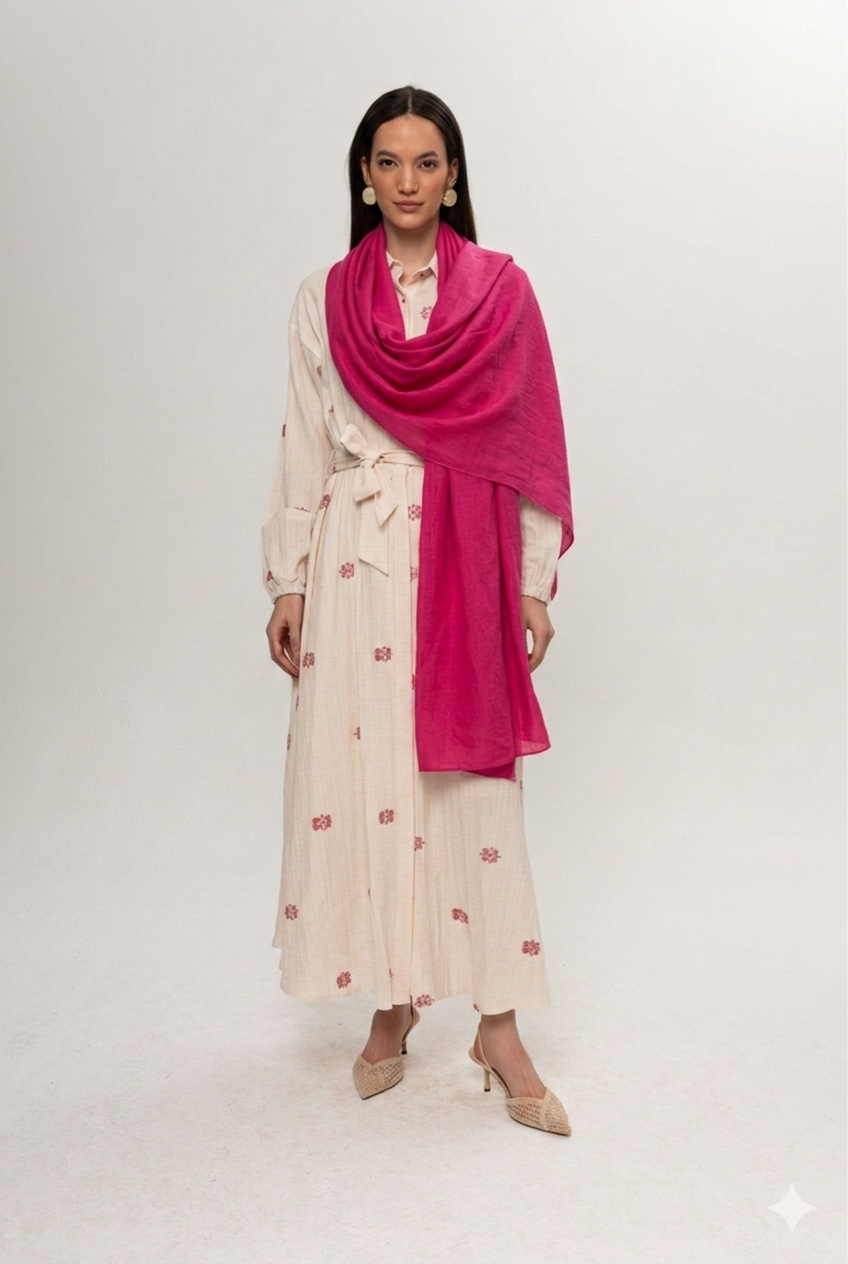 PEMBE    DÜZ RENK ŞAL