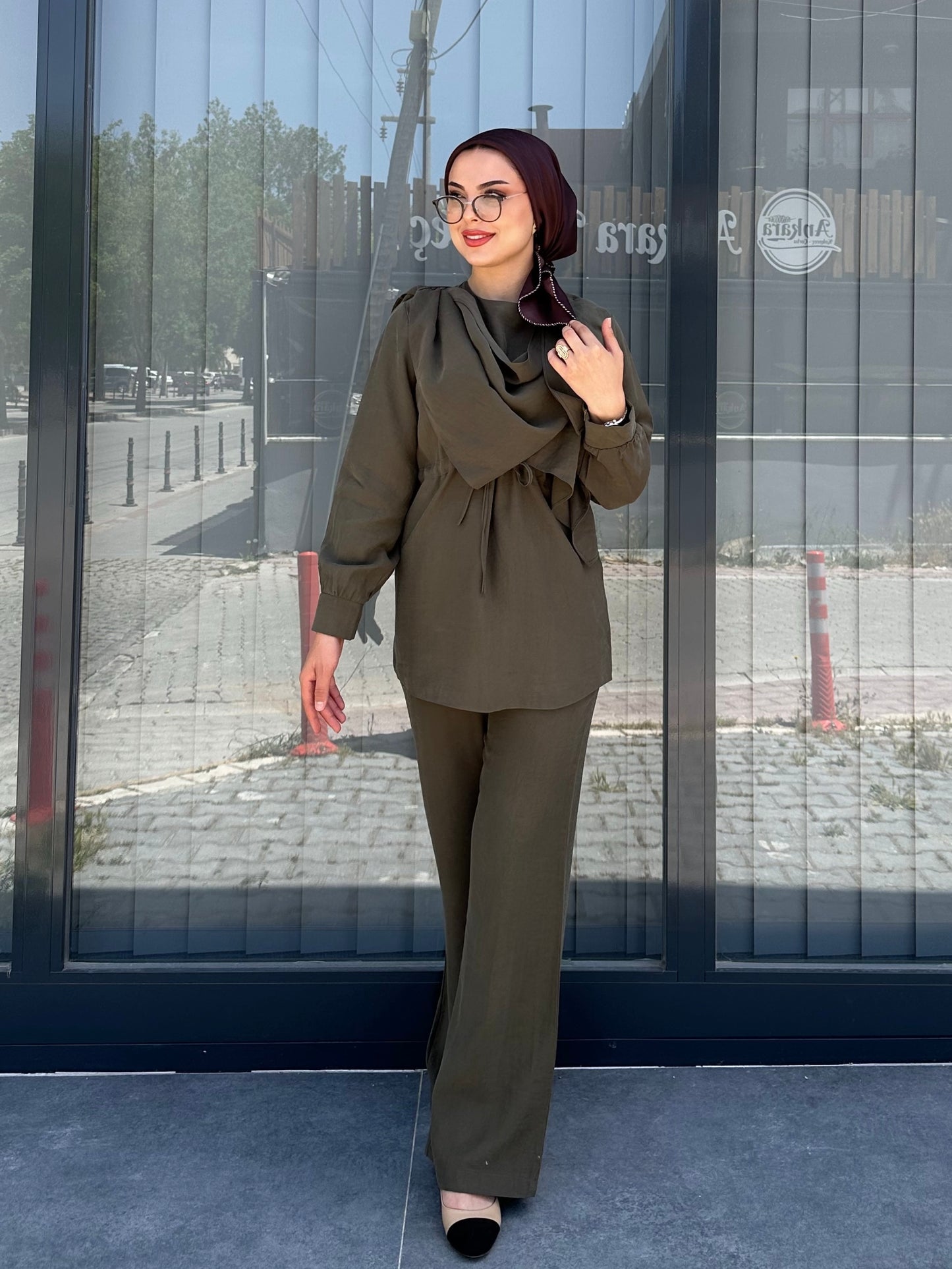 HAKİ YEŞİL BELDEN BAĞLAMALI PANTOLON TAKIM