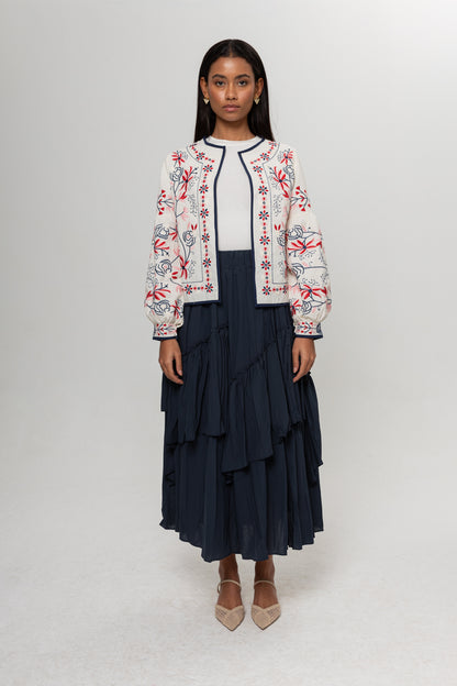 BEYAZ RENKLİ NAKIŞLI KİMONO