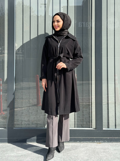 SİYAH KENDİNDEN KEMERLİ KAP