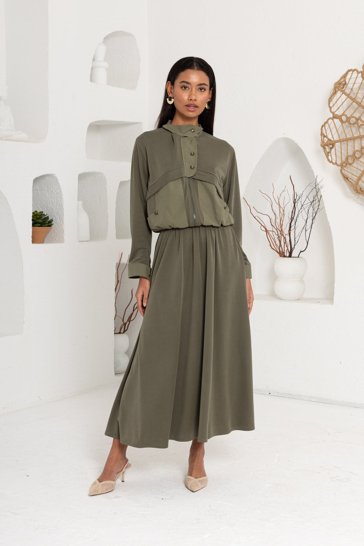 HAKİ OYSHO ÖNÜ PATLI ETEK TAKIM