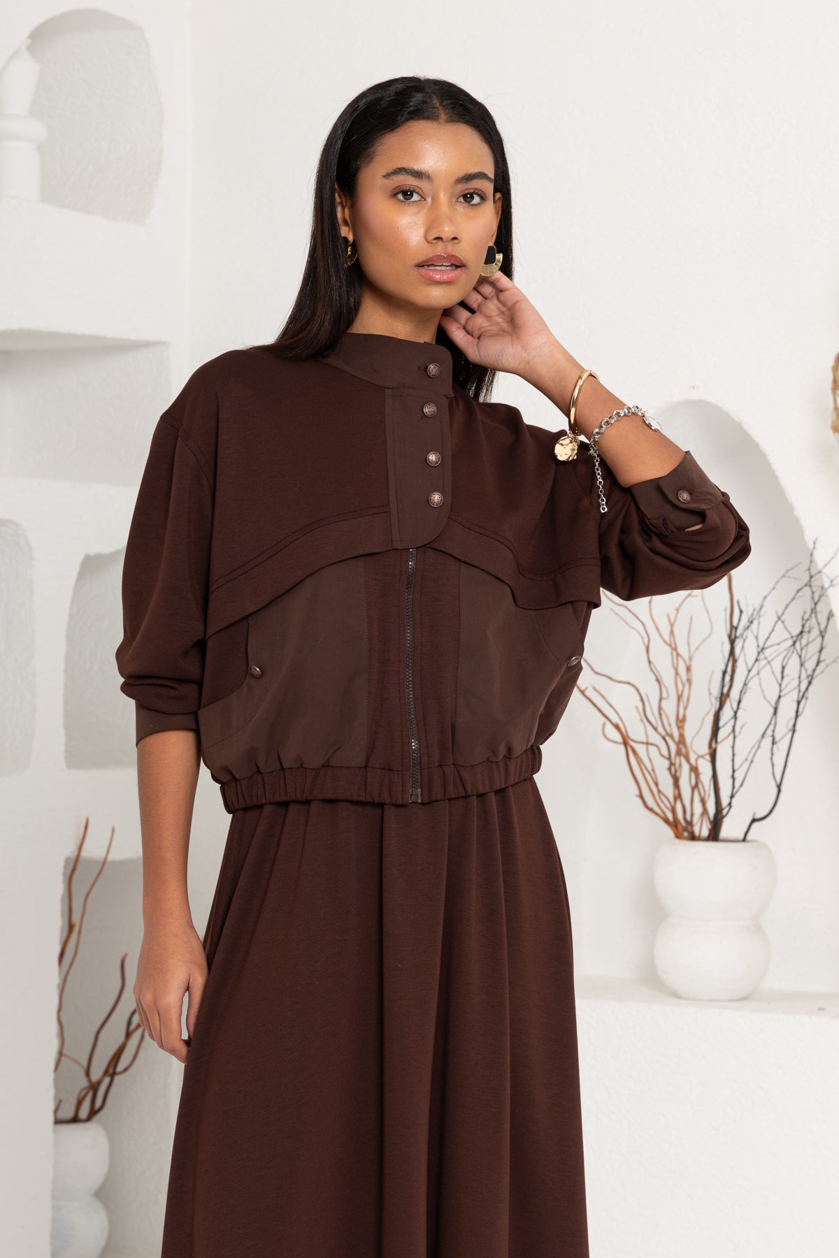 KAHVE OYSHO ÖNÜ PATLI ETEK TAKIM