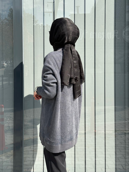 ANTRASİT ÖNDEN DÜĞMELİ ANGORA HIRKA