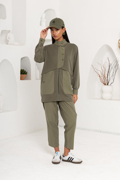 HAKİ OYSHO ÖNÜ PATLI PANTOLON TAKIM