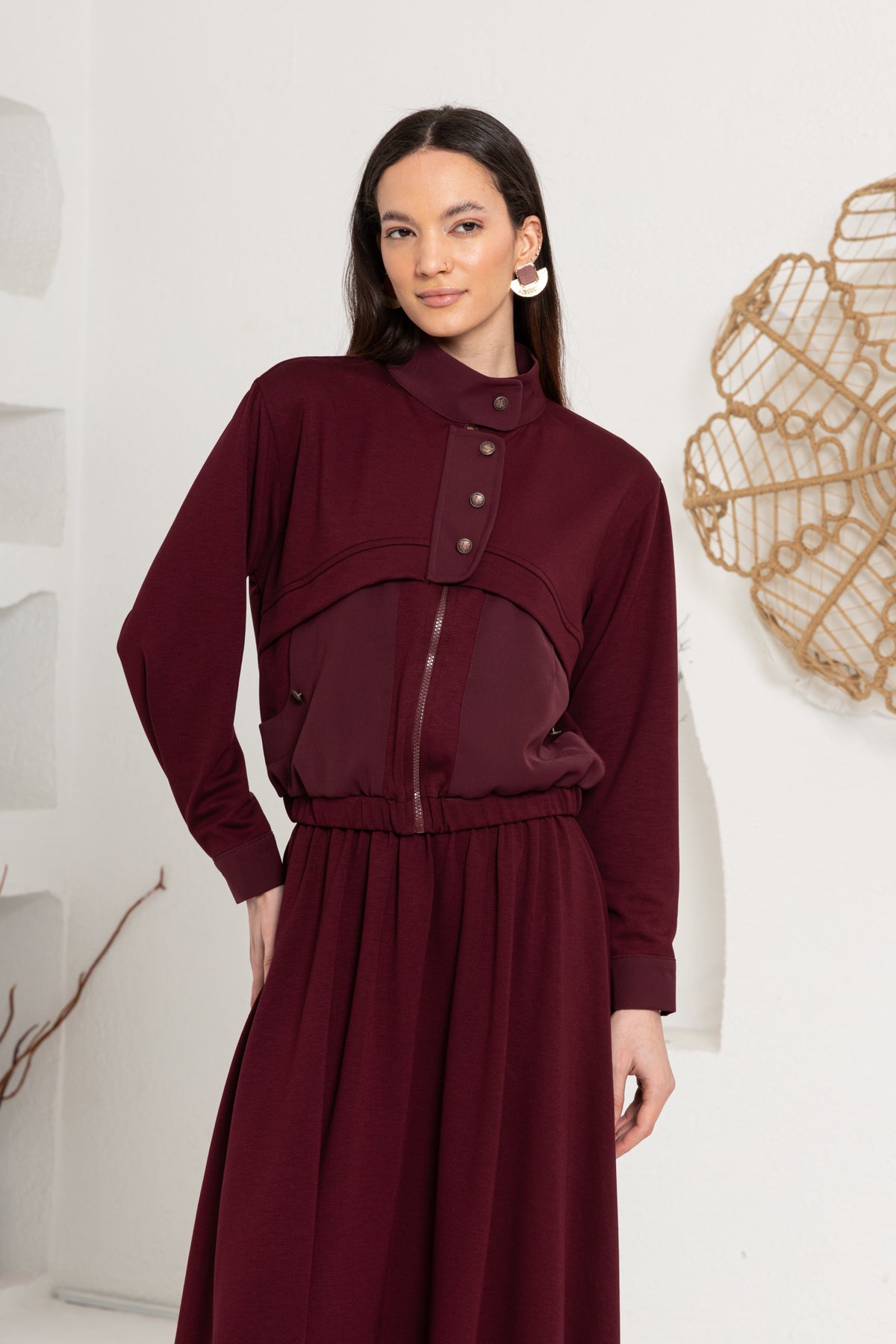 BORDO  OYSHO ÖNÜ PATLI ETEK TAKIM