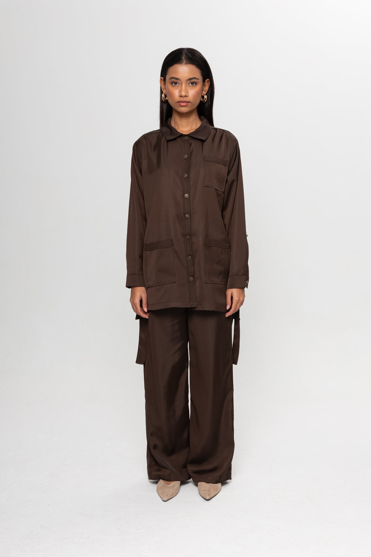 KAHVERENGİ  ÜÇ CEPLİ PANTOLON TAKIM