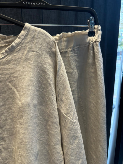 BEJ ÖNÜ BAĞLAMALI KETEN ETEK TAKIM