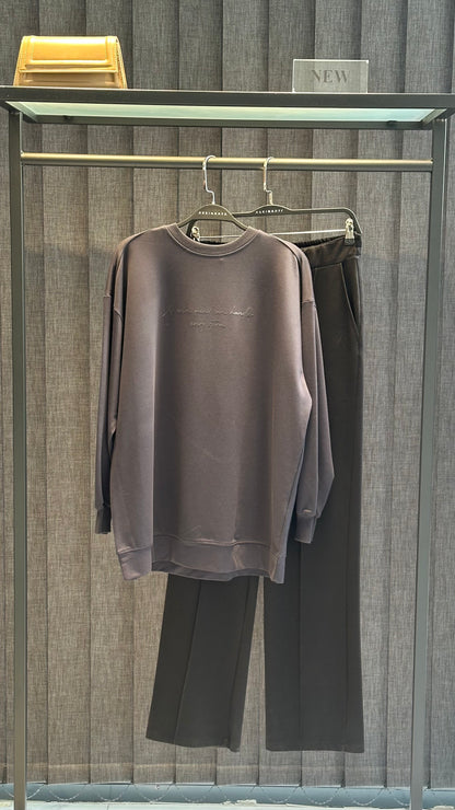 ANTRASİT PARLAK TANATON BASKILI BASİC SWEAT
