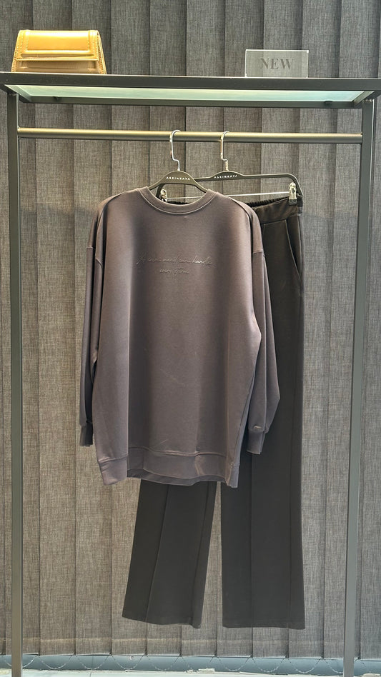 ANTRASİT PARLAK TANATON BASKILI BASİC SWEAT