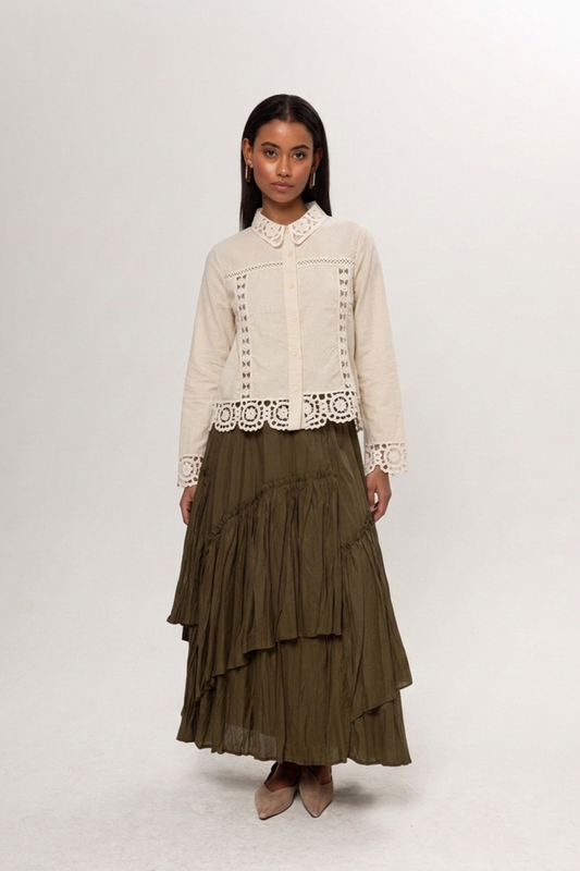 KREM FİSTO DETAYLI CEKET