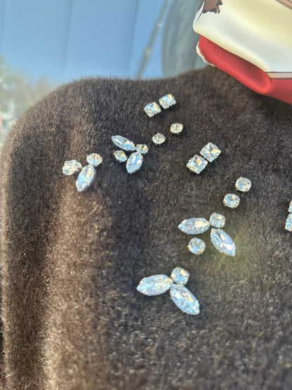 KAHVE ÖNÜ TAŞLI ANGORA KAZAK