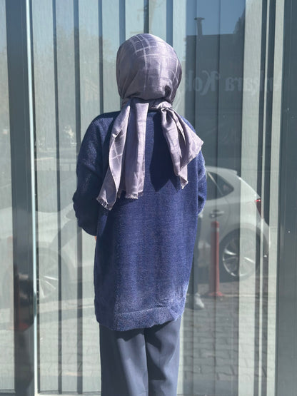 LACİVERT ÖNÜ TAŞLI ANGORA KAZAK