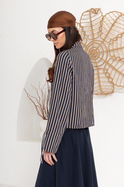 LACİVERT BRİTLİ GÖMLEK