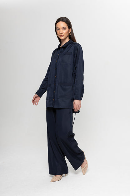 LACİVERT ÜÇ CEPLİ PANTOLON TAKIM