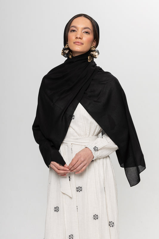 SİYAH DÜZ RENK ŞAL
