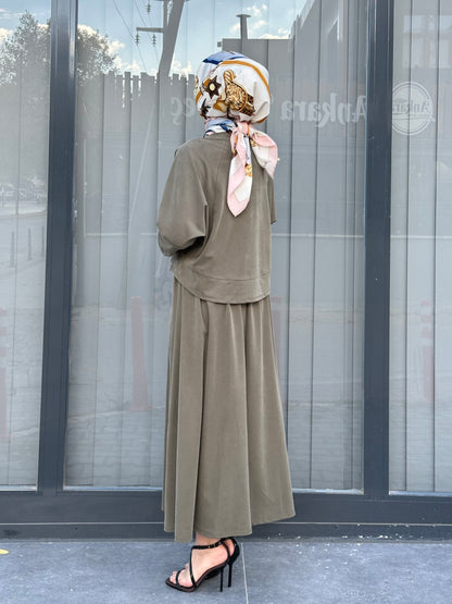 HAKİ DÜZ BASİC ETEKLİ TAKIM