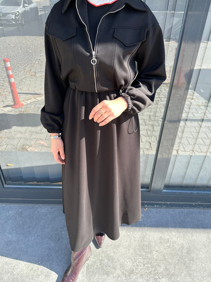 SİYAH CEKET DETAYLI ELBİSE TAKIM